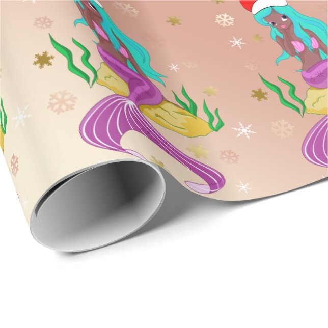 Wunderschönes Weihnachtsschneeflockenmuster Gold Geschenkpapier (Rolleneckpunkt)