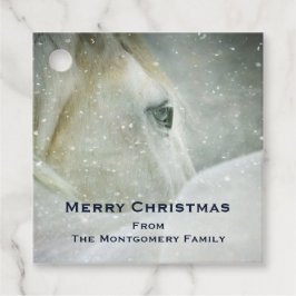 Wunderschönes Weißes Pferd im Winter Foto Weihnach Geschenkanhänger