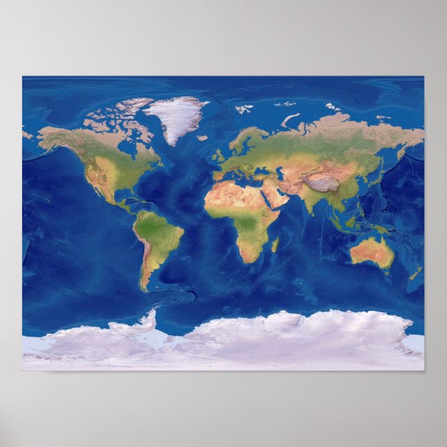 Wunderschönes World Relief Map Poster (Vorne)