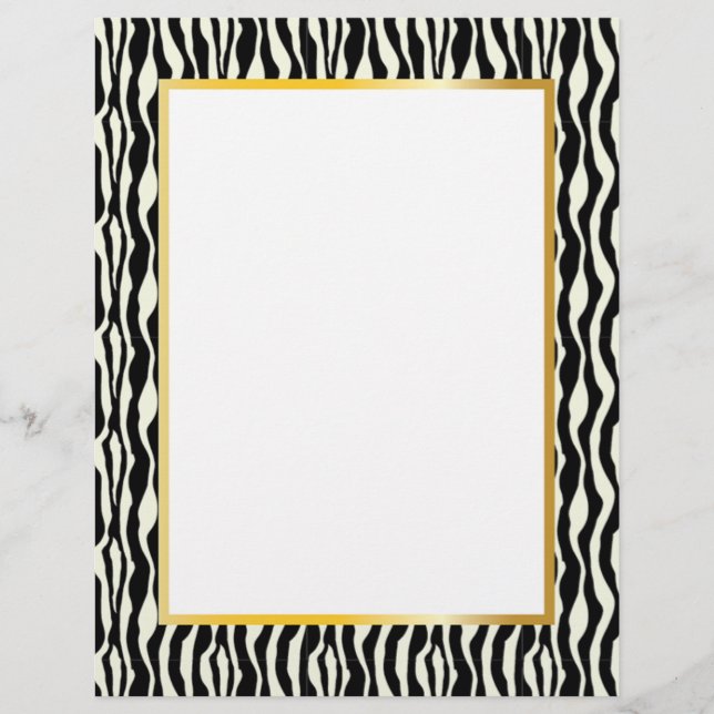 Wunderschönes Zebra Border Stationery - Gold (Vorderseite)