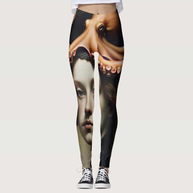 Wunderschöpferisches Meerestier Oktopus Dunkle Aka Leggings (Vorderseite)