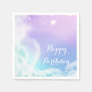 Wundervolle lila rosa funkelnde Wolken-Baby-Party Serviette