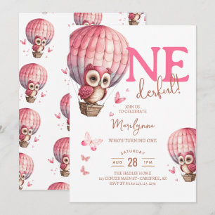Wundervolle Pink Boho Einladung zum 1. Geburtstag