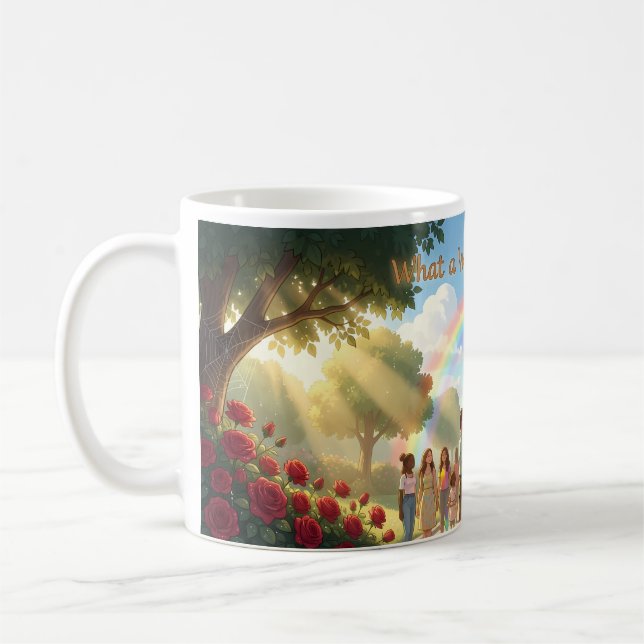 Wundervolle Welt Regenbogen-Garten-Szene-Tasse Kaffeetasse (Links)