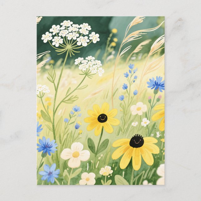 Wundervolle Wildblumenwiese  Postkarte (Vorderseite)