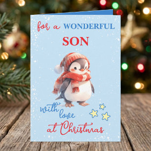 Wundervoller Sohn Pinguin blau Weihnachten