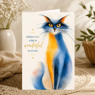 Wundervoller Tag Katze Aquarell Inspirierend Karte