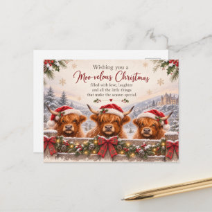 Wundervolles Weihnachtskarte – Highland-Kuh-Weihna Postkarte