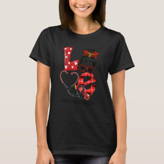 Wundpflegekrankenschwester Kariert Leopard Liebe H T-Shirt