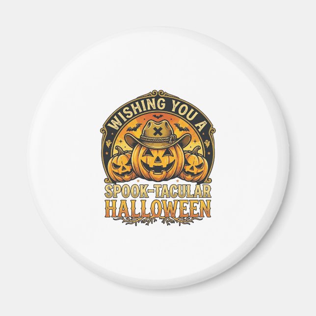 Wünsch dir ein spook-tastisches Halloween-Kürbis-C Magnet (Vorne)