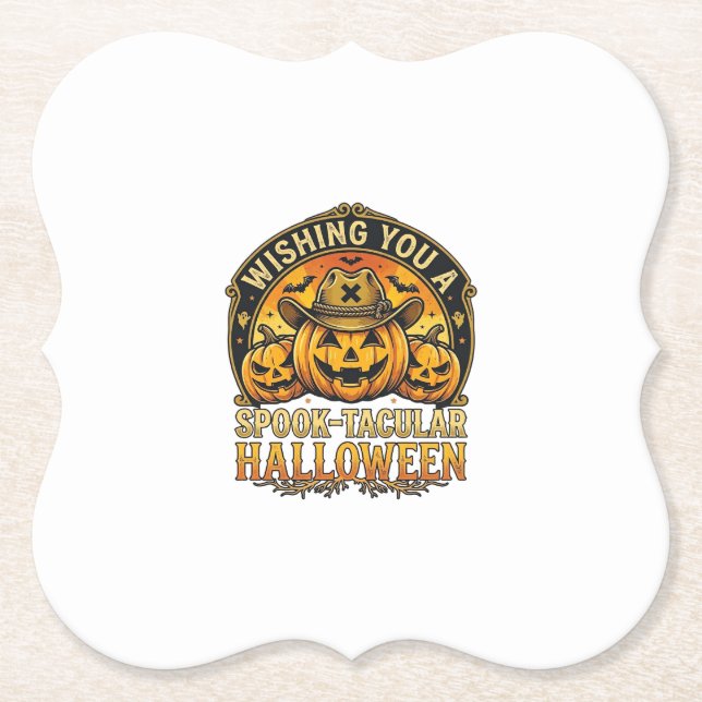 Wünsch dir ein spook-tastisches Halloween-Kürbis-C Untersetzer (Vorderseite)