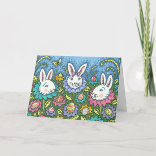 WUNSCH EASTER EGG GARTEN, BUNNY RABBIT BLUME FEIERTAGSKARTE