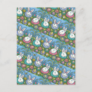WUNSCH EASTER EGG GARTEN, BUNNY RABBIT BLUME FEIERTAGSPOSTKARTE