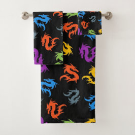 WUNSCH FARBFARBENES CHINESISCHES DRAGON-PATTER BADHANDTUCH SET