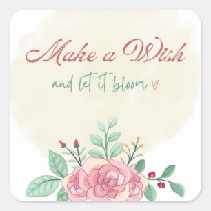 Wunsch-Sticker   Florales Süßes Set Quadratischer Aufkleber