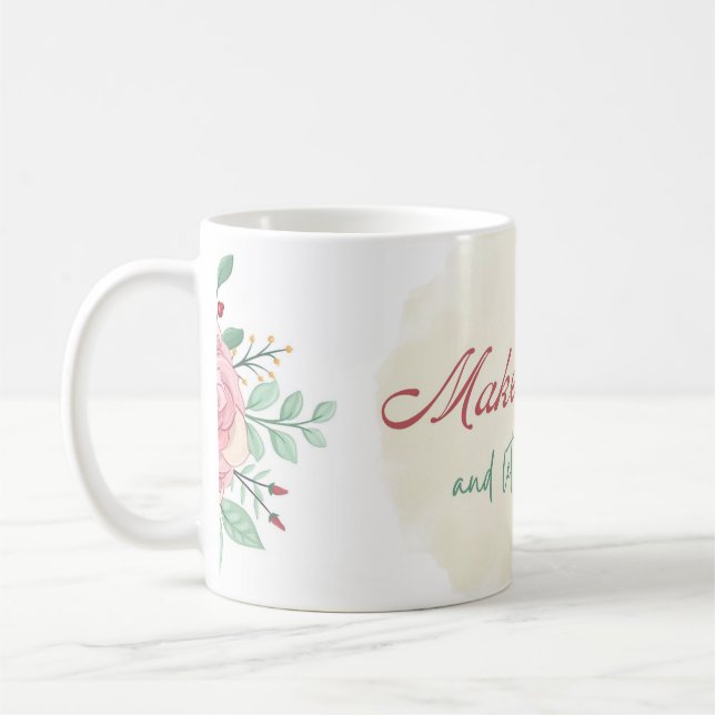 Wunsch-Tasse | Florales Geburtstagsgeschenk Kaffeetasse (Links)