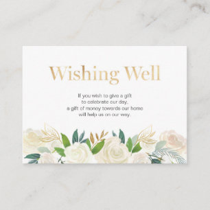 Wunsch wohle Karte   weiß und Gold mit Blumen