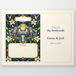Wunschbuch für die Hochzeit mit Nashorn-Motiven Postkarte