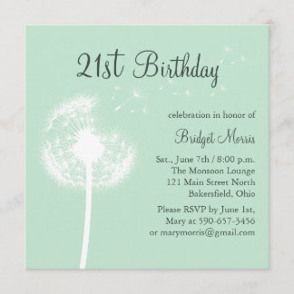 Wünsche-21. Geburtstags-Einladung in der Minze Einladung