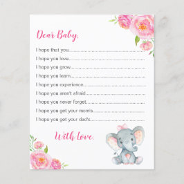 Wünsche Baby Cards Pink Girl Elephant Dusche