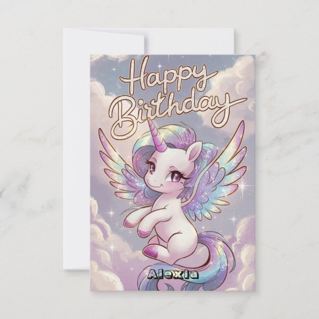 Wünsche Celestial Unicorn Geburtstag Karte (Vorderseite)