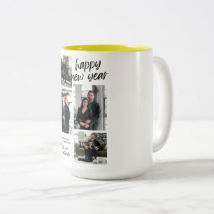 Wünsche dir ein glückliches neues Jahr mit Liebe F Zweifarbige Tasse