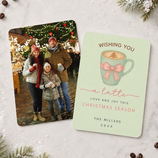 Wünsche Dir eine Latte Liebe Foto Weihnachtskarte Einladung (Wishing You a Latte Love Photo Christmas Card)