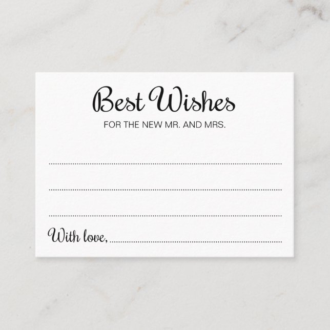 Wünsche Frau Schwarz-weiß Wedding Guest Book Card Platzkarte (Vorderseite)