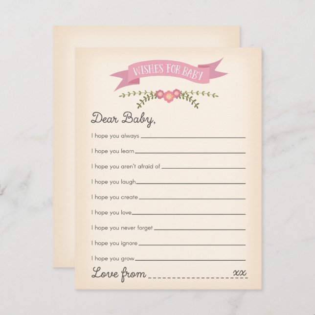 Wünsche für Baby - Baby Showcard Einladung (Vorne/Hinten)