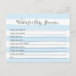 Wünsche für Baby, Babydusche mit blauem Strip Postkarte
