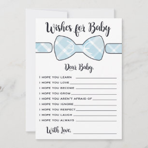 Wünsche für Baby Blue Boy Bowtie Game Card Hinweiskarte