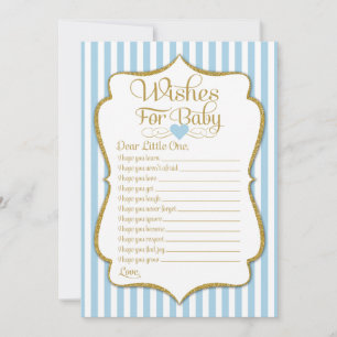 Wünsche für Baby Blue Gold Boy Baby Duschgame Einladung