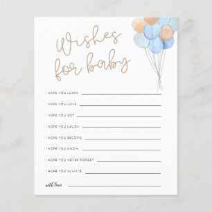 Wünsche für Baby Blue Tan Balloons Advice Card