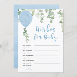 Wünsche für Baby Boy Blue Ballons Einladung