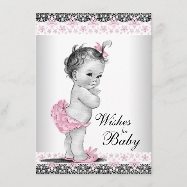 Wünsche für Baby Card Baby Girl Dusche Hinweiskarte (Vorderseite)