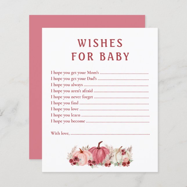 Wünsche für Baby Card Pumpkins Baby Showgame (Vorne/Hinten)