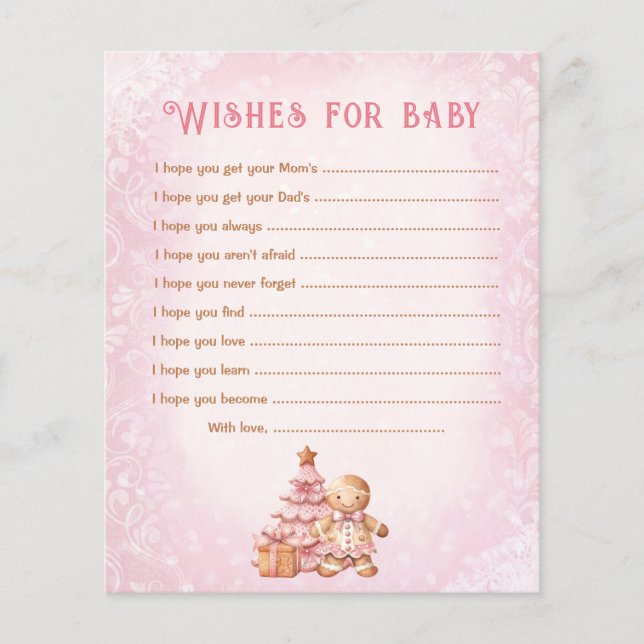 Wünsche für Baby Card Weihnachtsduschenspiel (Vorderseite)