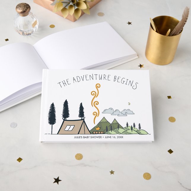 Wünsche für Baby | Das Abenteuer beginnt mit der B Gästebuch (Vorderseite Offen)