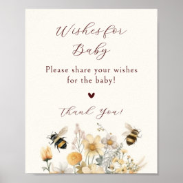 Wünsche für Baby-Dusche Beere Wildblume Floral Poster