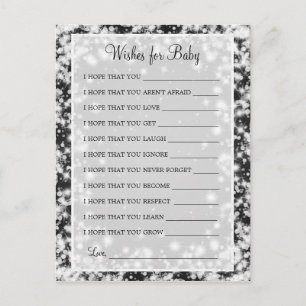Wünsche für Baby Dusche Winter Sparkle Black Einladungspostkarte