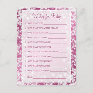 Wünsche für Baby Dusche Winter Sparkle Pink Einladungspostkarte