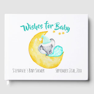 Wünsche für Baby Elephant Moon & Stars Babydusche Gästebuch