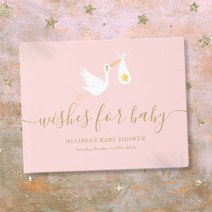 Wünsche für Baby Girl Pink Stork Star Baby Dusche Gästebuch