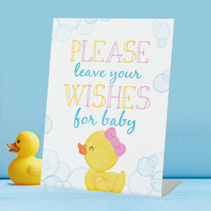Wünsche für Baby Girl Rubber Duck Baby Duck Sockelschild