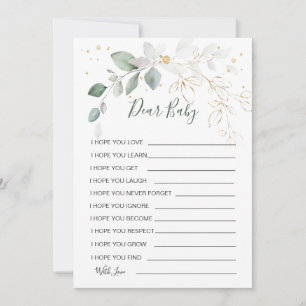 Wünsche für Baby Green Gold Foliage Duwer Game  Einladung