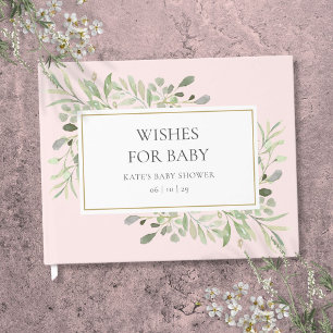 Wünsche für Baby Greenery Girl Rosa Babyparty Gästebuch