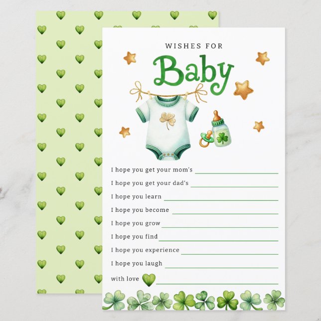 Wünsche für Baby Irish Baby Showgame Card (Vorne/Hinten)