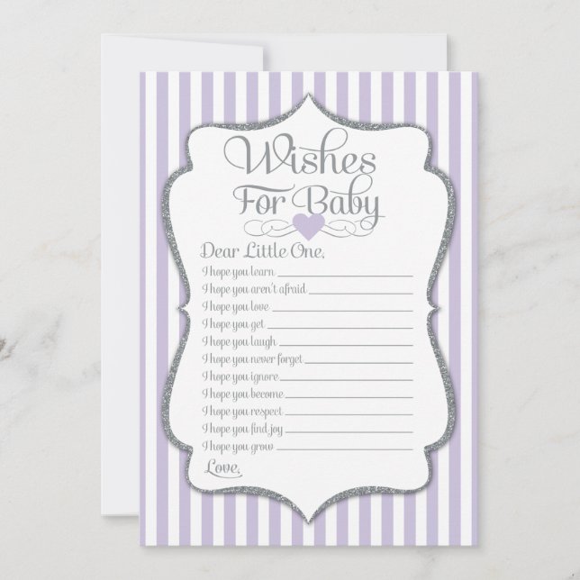 Wünsche für Baby Lavender Lilac Baby Showspiel Einladung (Vorderseite)