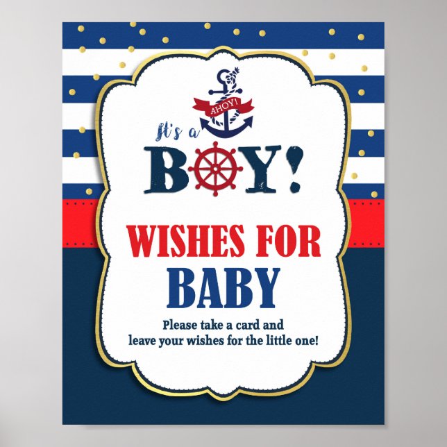 Wünsche für Baby Nautical Baby Shooting Activity Poster (Vorne)