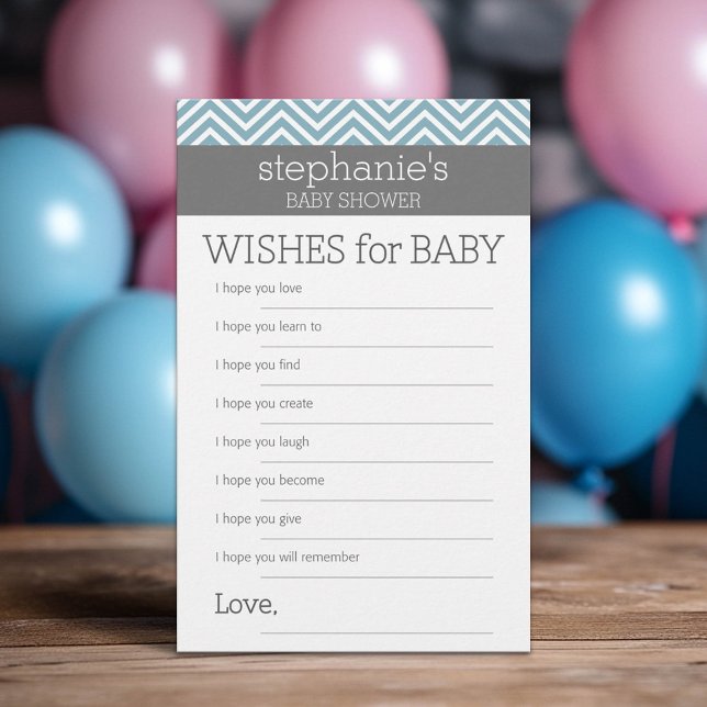 Wünsche für Baby - Pastel Blue Chevrons Shower Gam (Custom Baby Shower Games)